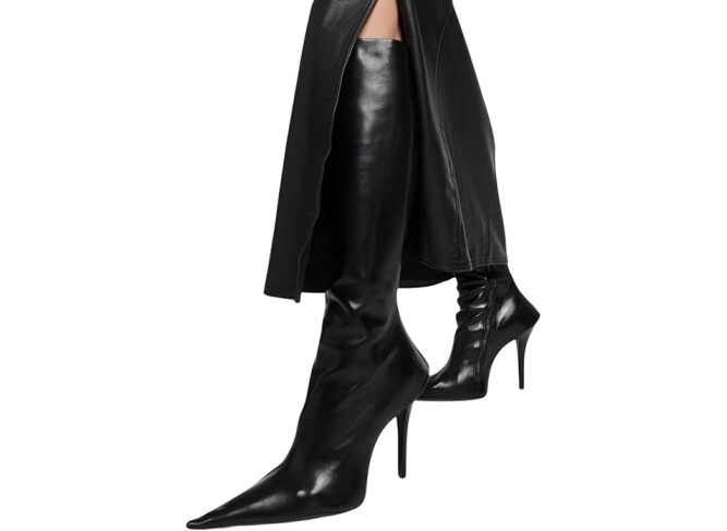 10cm Large Size Women's Boots Pointed Toe High Heel Knee-High Boots Side Zipper Stiletto Heel Nude Boots