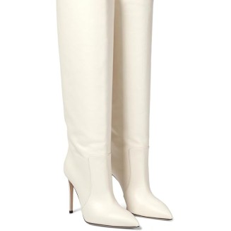 Women's Stiletto Knee High Boots Ladies Boot Pointed Toe Hight Heels Shoes Cowhide Texture Suitable for Casual Gatherings