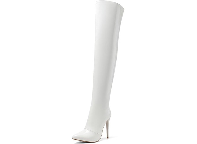 Women Over the Knee Boots Pointed Toe Patent Leather Knee-high Boots Thigh Boots High Boots Stiletto Heels Side Zipper Height 12CM