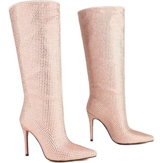 Rhinestones Knee-high Boots Women's Boots Pointed Toe Stiletto Heels High Boots High Heels Side Zipper Height 11CM