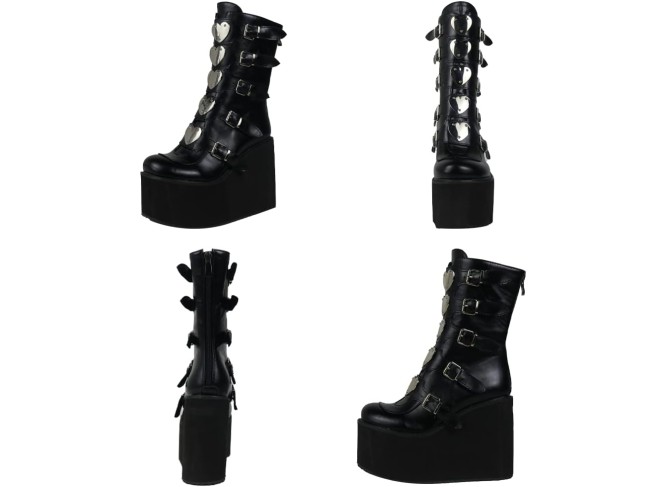 Mid Heel Chunky Platform Ankle Boots Non-Slip Side Zip Combat Boots Booties
