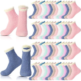 100 Pairs Women Fuzzy Socks Bulk Winter Warm Soft Cozy Fluffy Microfiber Socks Sleeping