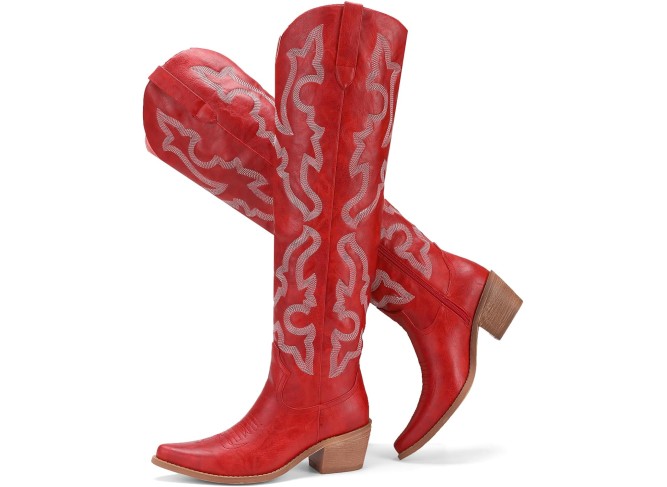 Cowboy Boots for Women Western Stitch Patterns Over The Knee Cowgirl Boots Snip Toe Chunky Heel Western Boots